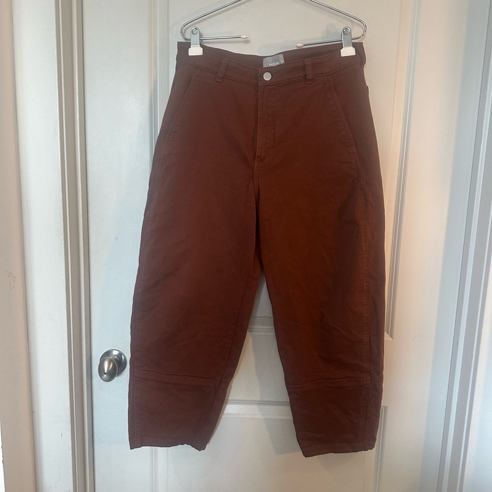 Everlane Utility Barrel Brown Hi Waist Organic Cotton Jeans/Pants, size 12 - Picture 13 of 13